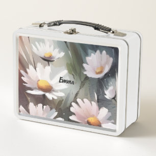 Aquarell Daisis Niedlicher Blumenmuster Individuel Metall Brotdose