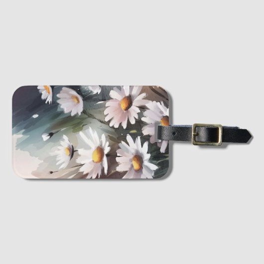 Aquarell Daisis Niedliches Blumenmuster Gepäckanhänger (Vorderseite (Horizontal))