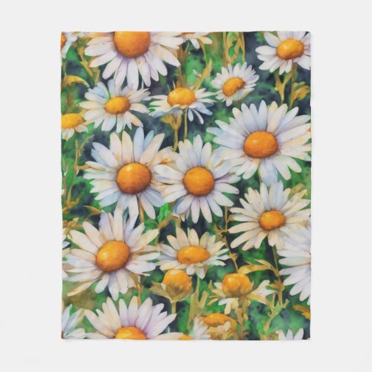 Aquarell Daisy Blume Garten Fleecedecke (Vorderseite)