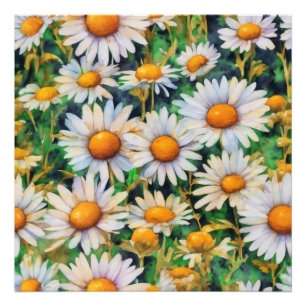 Aquarell Daisy Blume Garten Fotodruck