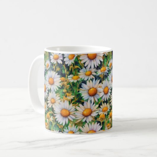 Aquarell Daisy Blume Garten Kaffeetasse (Vorderseite Links)