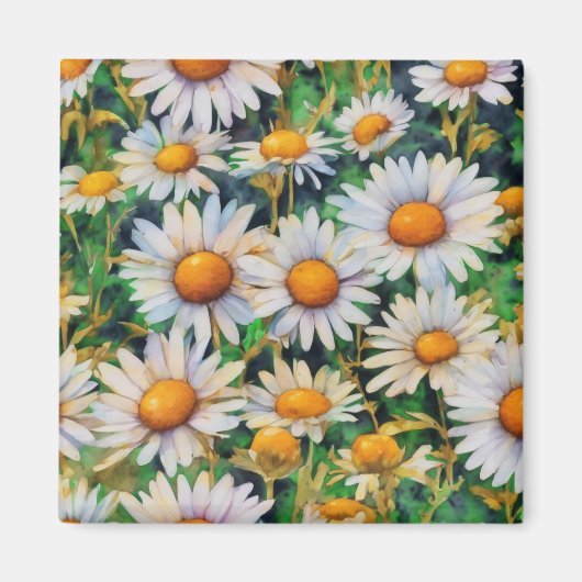 Aquarell Daisy Blume Garten Magnet (Vorne)