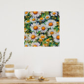 Aquarell Daisy Blume Garten Poster (Küche)