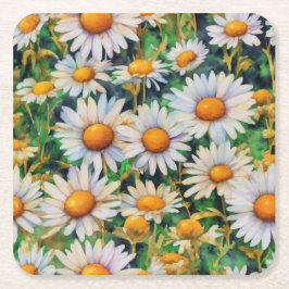 Aquarell Daisy Blume Garten Rechteckiger Pappuntersetzer