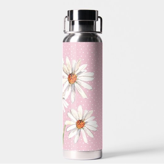 Aquarell Daisy Bouquet auf Punkten Trinkflasche (Rückseite)
