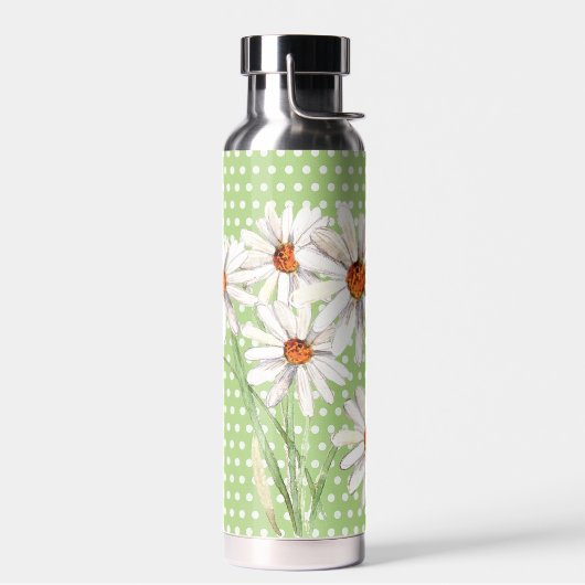 Aquarell Daisy Bouquet auf Punkten Trinkflasche (Links)