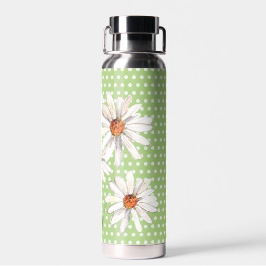Aquarell Daisy Bouquet auf Punkten Trinkflasche (Rückseite)
