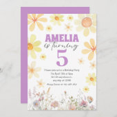 Aquarell Daisy Geburtstag Einladung jedes Alters (Vorne/Hinten)