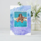 Aquarell DANK YOU Blue Boy BIRTHDAY | FOTO Einladung (Stehend Vorderseite)
