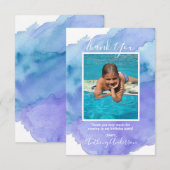 Aquarell DANK YOU Blue Boy BIRTHDAY | FOTO Einladung (Vorne/Hinten)