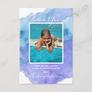 Aquarell DANK YOU Blue Boy BIRTHDAY   FOTO Einladung