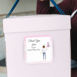 Aquarell Danke Konditorei Shop Quadratischer Aufkleber