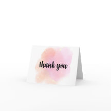 Aquarell-Dankeskarten – Pink & Pfirsich
