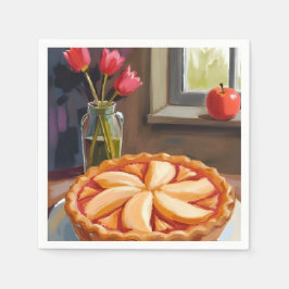Aquarell-Dankfest-Malerei Apfelkuchen Serviette