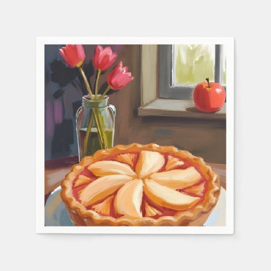 Aquarell-Dankfest-Malerei Apfelkuchen Serviette (Vorderseite)