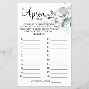 Aquarell  Das Apron-Brautabschiedsspiel Karte
