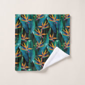 Aquarell, das tropischen Paradiesvogel malt Badhandtuch Set (Waschlappen)