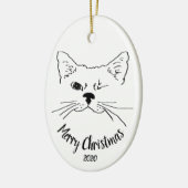 Aquarell Dated Winking Cat Spaß Frohe Weihnachten Keramik Ornament (Links)