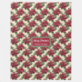 Aquarell Deep Red Poinsettia Sage Green Mutation Fleecedecke (Vorderseite)