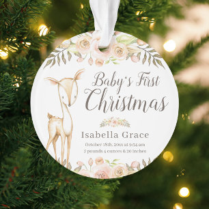 Aquarell Deer Baby's First Christmas Foto Ornament