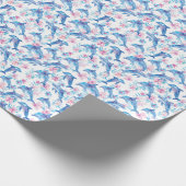 Aquarell Delfin Blumenmuster Geschenkpapier (Ecke)