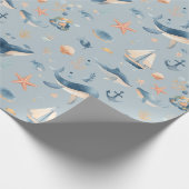 Aquarell-Delfin-Nahtloses Muster Geschenkpapier (Ecke)