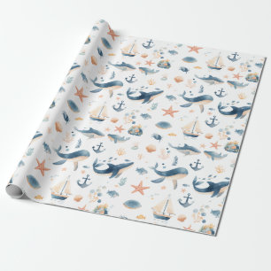 Aquarell-Delfin-Nahtloses Muster Geschenkpapier