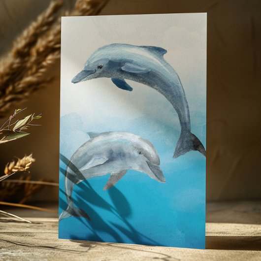 Aquarell Delfine Postkarte