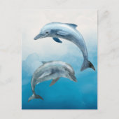 Aquarell Delfine Postkarte (Vorderseite)