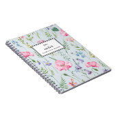 Aquarell Delikate Blume Blattmuster Blau Notizblock (Rechte Seite)