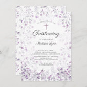 Aquarell Delikate Purple Blumen Christine Einladung (Vorne/Hinten)