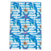 Aquarell-Delphin-Muster Mittlere Geschenktüte (Rückseite)