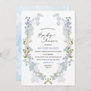 Aquarell Delphinium blue flowers Einladung