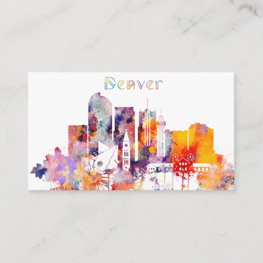 Aquarell-Denver-Stadt-Skyline Visitenkarte (Vorderseite)