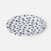 Aquarell Der blaue Polka-Punkt. Papierplatte Pappteller (Schrägansicht)