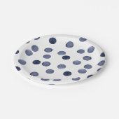 Aquarell Der blaue Polka-Punkt. Papierplatte Pappteller (Schrägansicht)