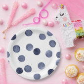 Aquarell Der blaue Polka-Punkt. Pappteller (Party)