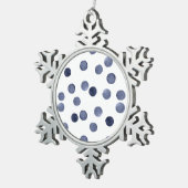 Aquarell Der blaue Polka-Punkt. Schneeflocken Zinn-Ornament (Rechts)