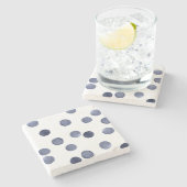 Aquarell Der blaue Polka-Punkt. Steinuntersetzer (Seitenansicht)