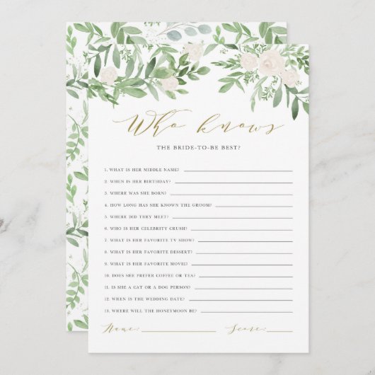 Aquarell, der die Bride Beste Karte kennt (Vorne/Hinten)