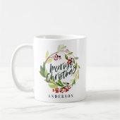 Aquarell der frohsten Weihnachten Blumenfeiertag Kaffeetasse (Links)