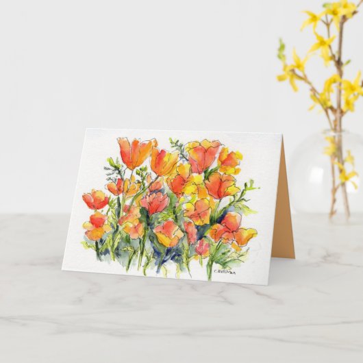 Aquarell der hellen Pfeffer Karte (Gelbe Blume)