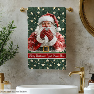 Aquarell Der Weihnachtsmann mit Schneeflocken Badhandtuch Set
