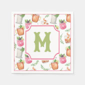 Aquarell Derby Tag Mint Julep Getränke Monogramm Serviette (Vorderseite)