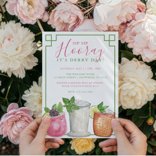 Aquarell Derby Tag Mint Julep Getränke Party Einladung