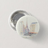 Aquarell des Eiffelturm-| Paris Button (Vorne & Hinten)