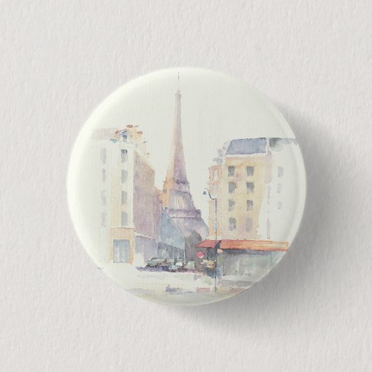 Aquarell des Eiffelturm-| Paris Button (Vorderseite)