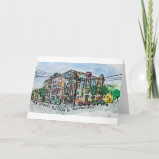Aquarell des SF Women's Building auf Grußkarte Dankeskarte