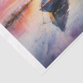 Aquarell des verlassenen Ruderbootes im Morgengrau Seidenpapier (Ausschnitt)