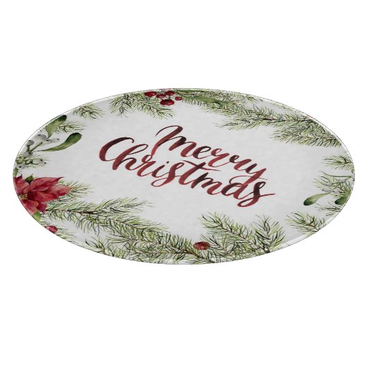 Aquarell des Weihnachten| - Stechpalmen-u. Schneidebrett (Ecke)